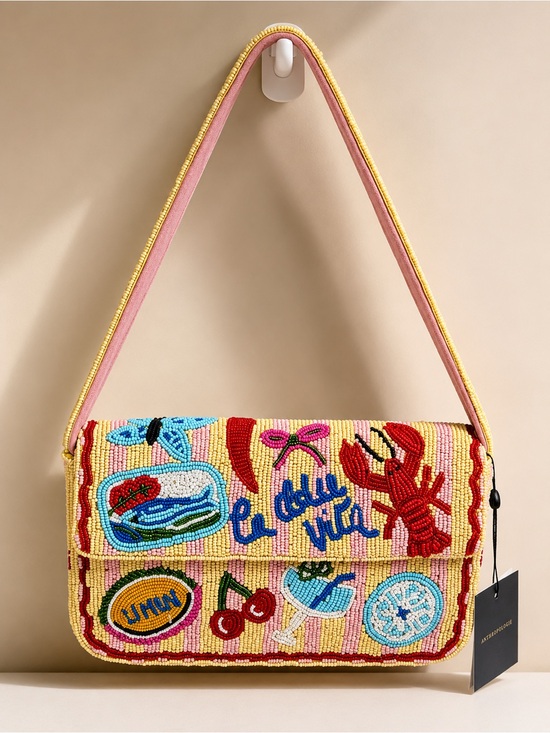 America & Beyond Handbags - La Doce Vita Beaded Shoulder Bag